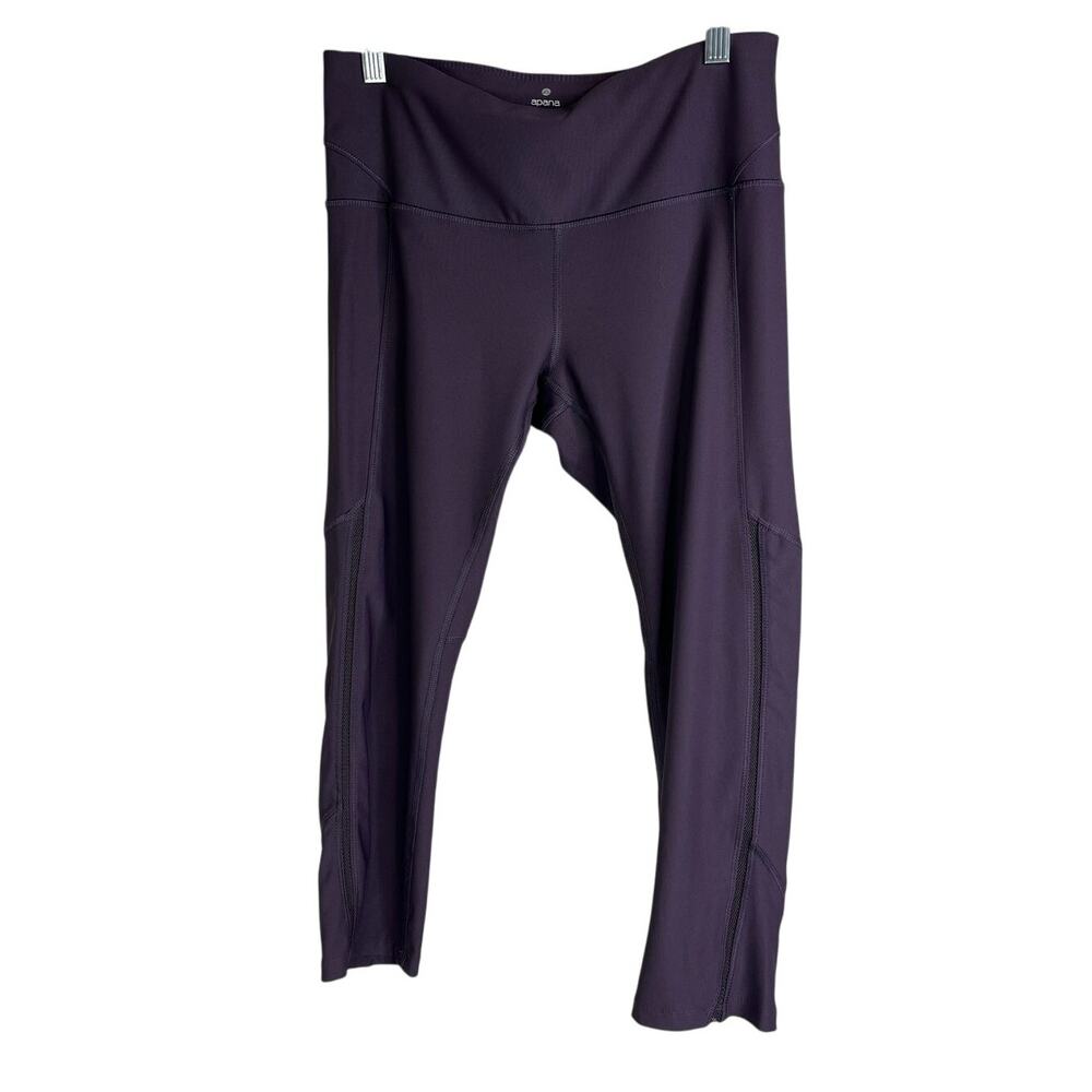 Apana Capri‎ Yoga Leggings Womens M Black Highwaist Pull-On Stretch Side Mesh